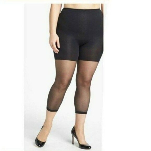 Spanx Womens Footless Higher Power Capri Sheer Hose Not High Waist Size G Black - Picture 1 of 9